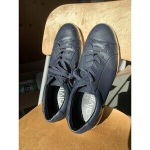 Mens Calvin Klein Shoes Bowyer Size 10.5 Prussian Super Dark Blue Lace Up Used